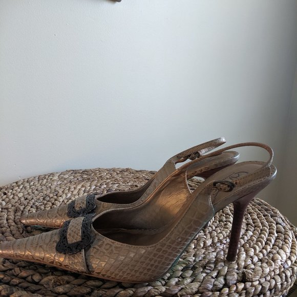 Carlos Santana Pointed Toe Faux Gator Slingback 8 - Picture 9 of 12